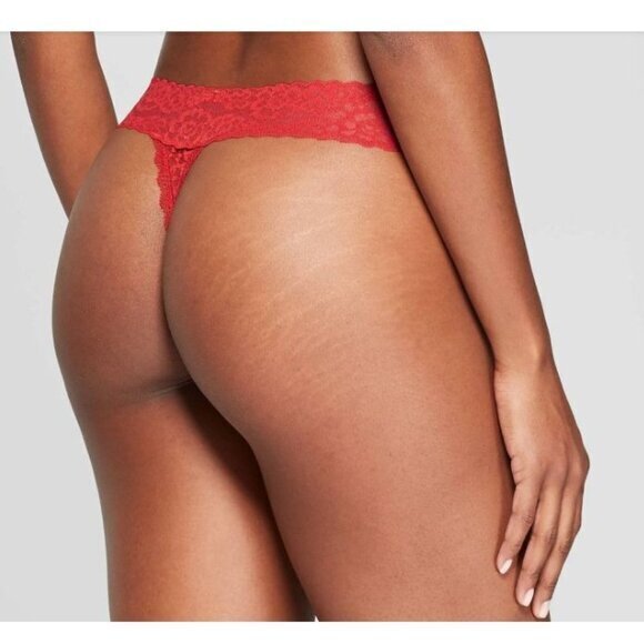 Auden Women's Lace Thong Panties 3-Pack Red/Black/White - Size Medium - Picture 3 of 8